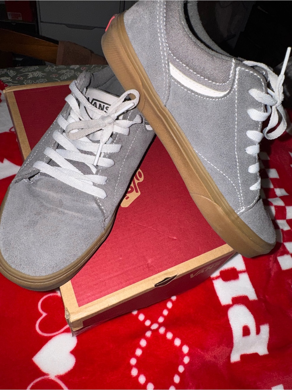 Vans Men’s Gray Suede Low-Top Sneakers with Gum Sole